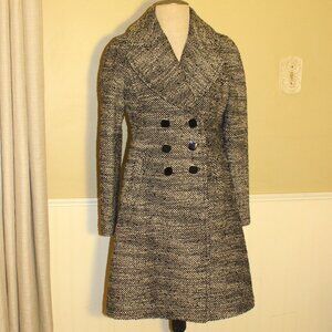 Covington Black & White Tweed Wool Dress Coat Size S